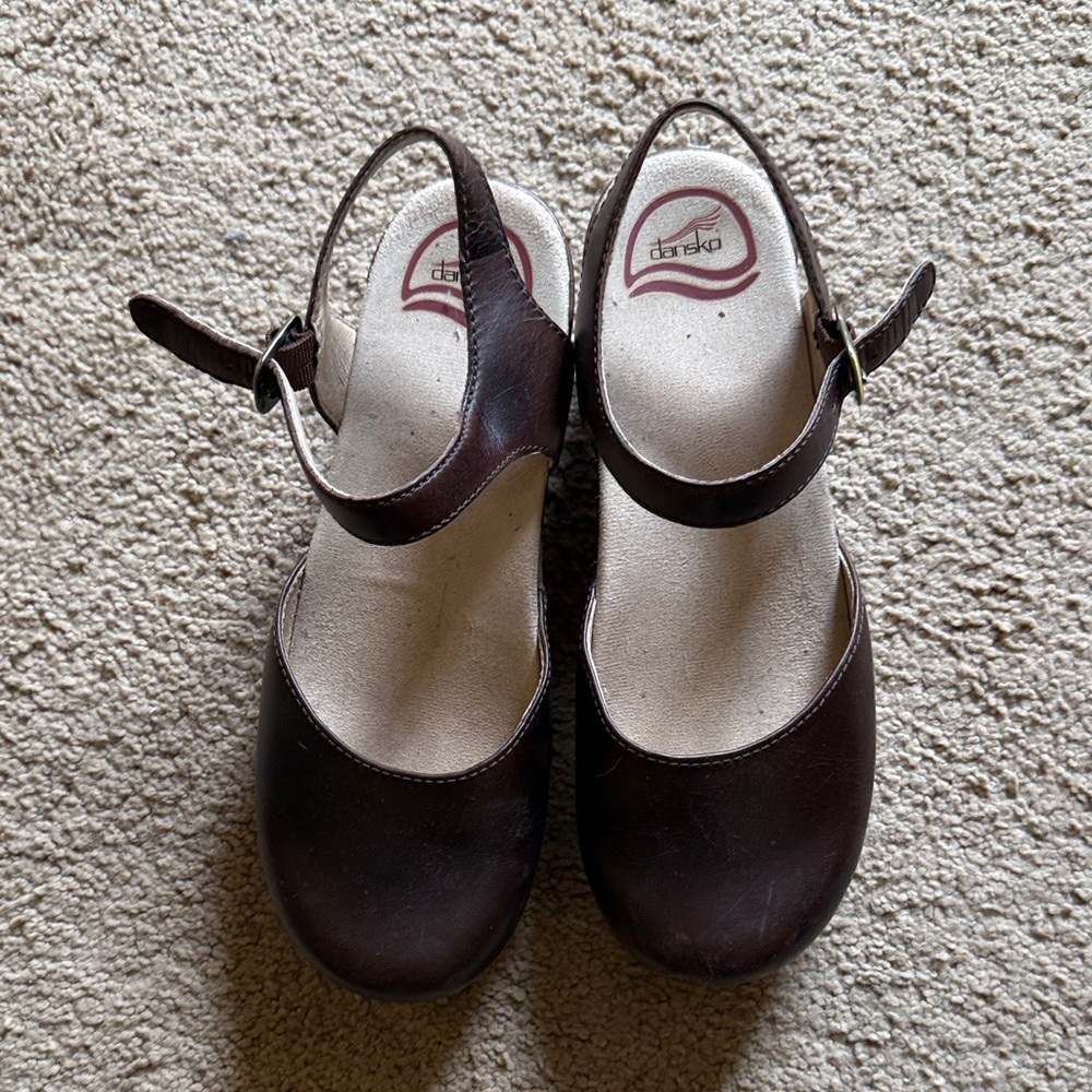 Dansko Dark Brown Kids Mary Jane Slingback Shoes